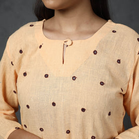Buy Organic Kala Cotton Handloom Mirror Work Long Kurta Online at iTokri.com