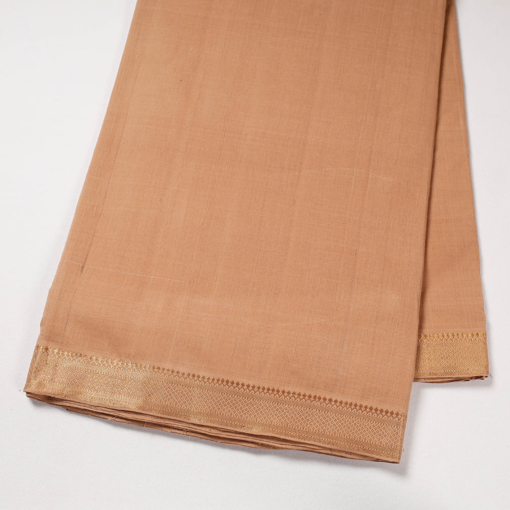 Beige Mangalagiri Handloom Cotton Zari Border Fabric