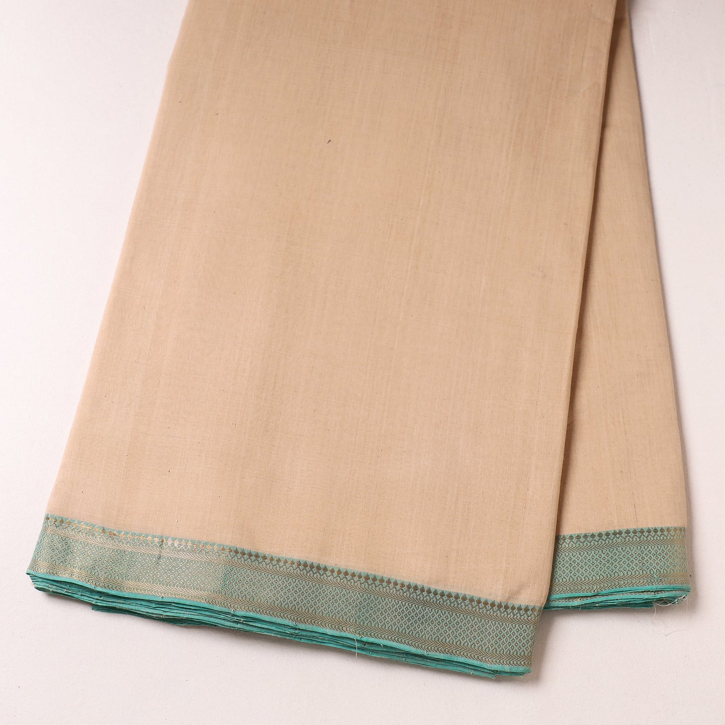 Beige Mangalagiri Handloom Cotton Zari Border Fabric 