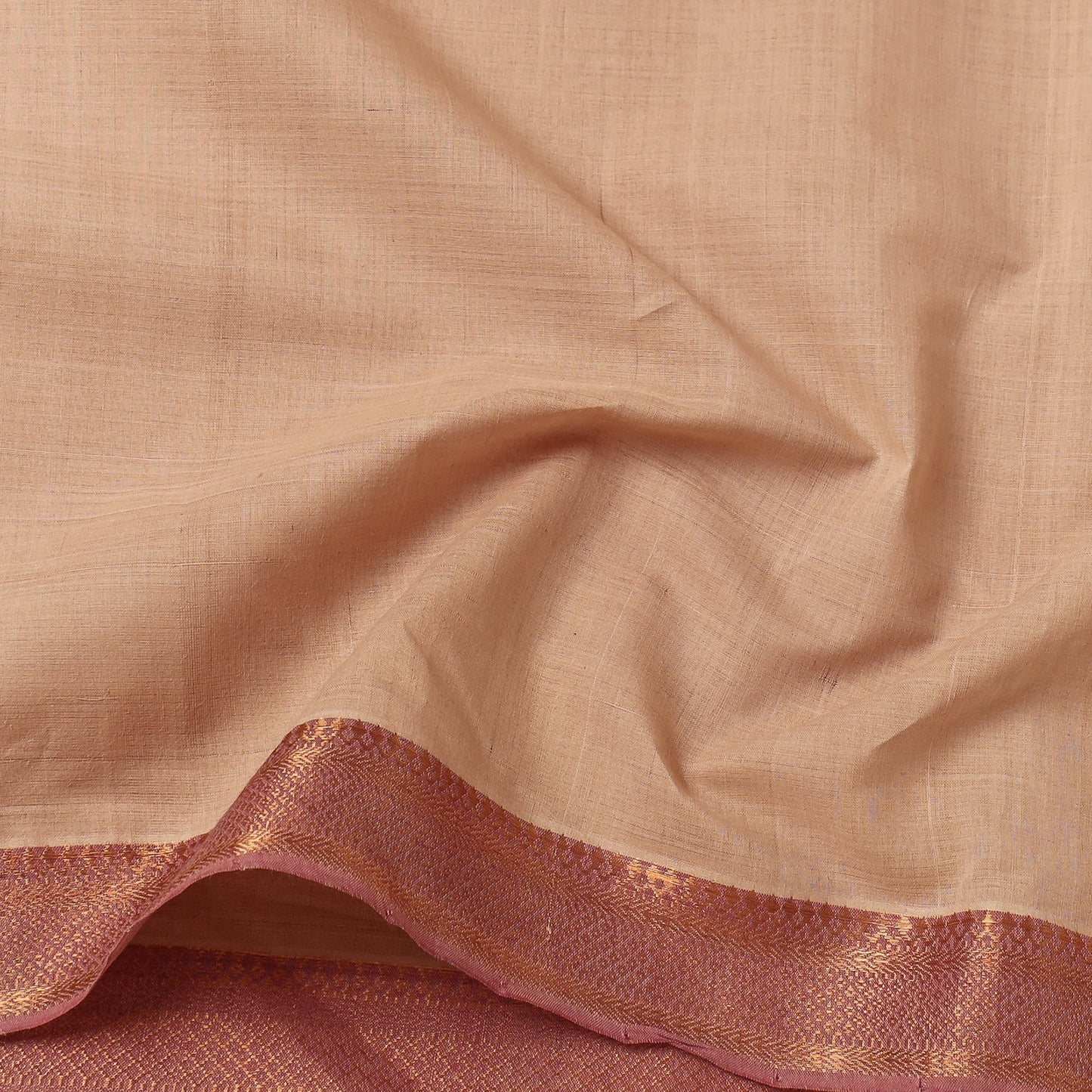  Beige Mangalagiri Handloom Cotton Zari Border Fabric