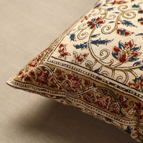 Beige - Original Pedana Kalamkari Block Printed Cotton Cushion Cover (16 x 16 in) 26