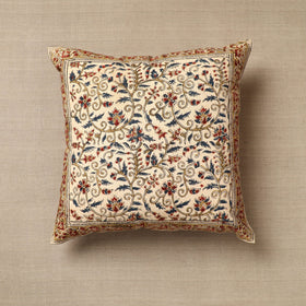 Beige - Original Pedana Kalamkari Block Printed Cotton Cushion Cover (16 x 16 in) 26