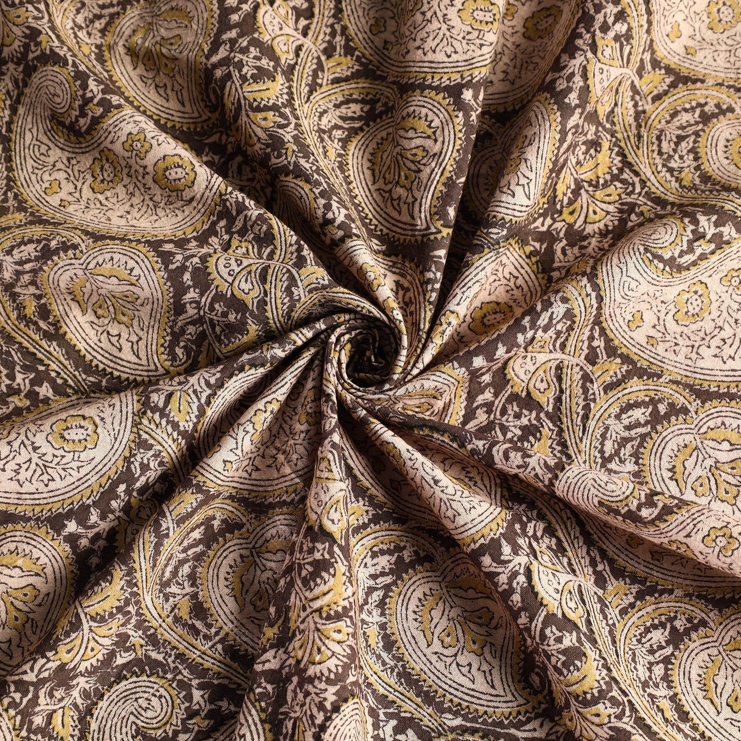 Beige Pedana Kalamkari Block Print Cotton Table Cover
