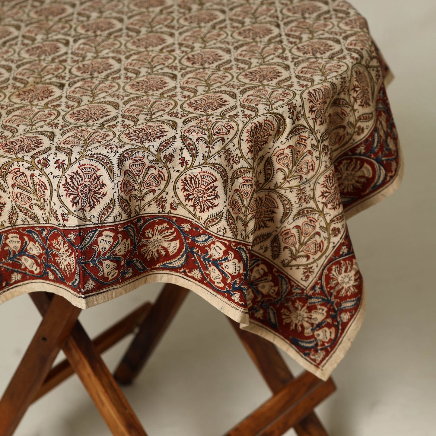 Beige - original pedana kalamkari natural dyed cotton table
