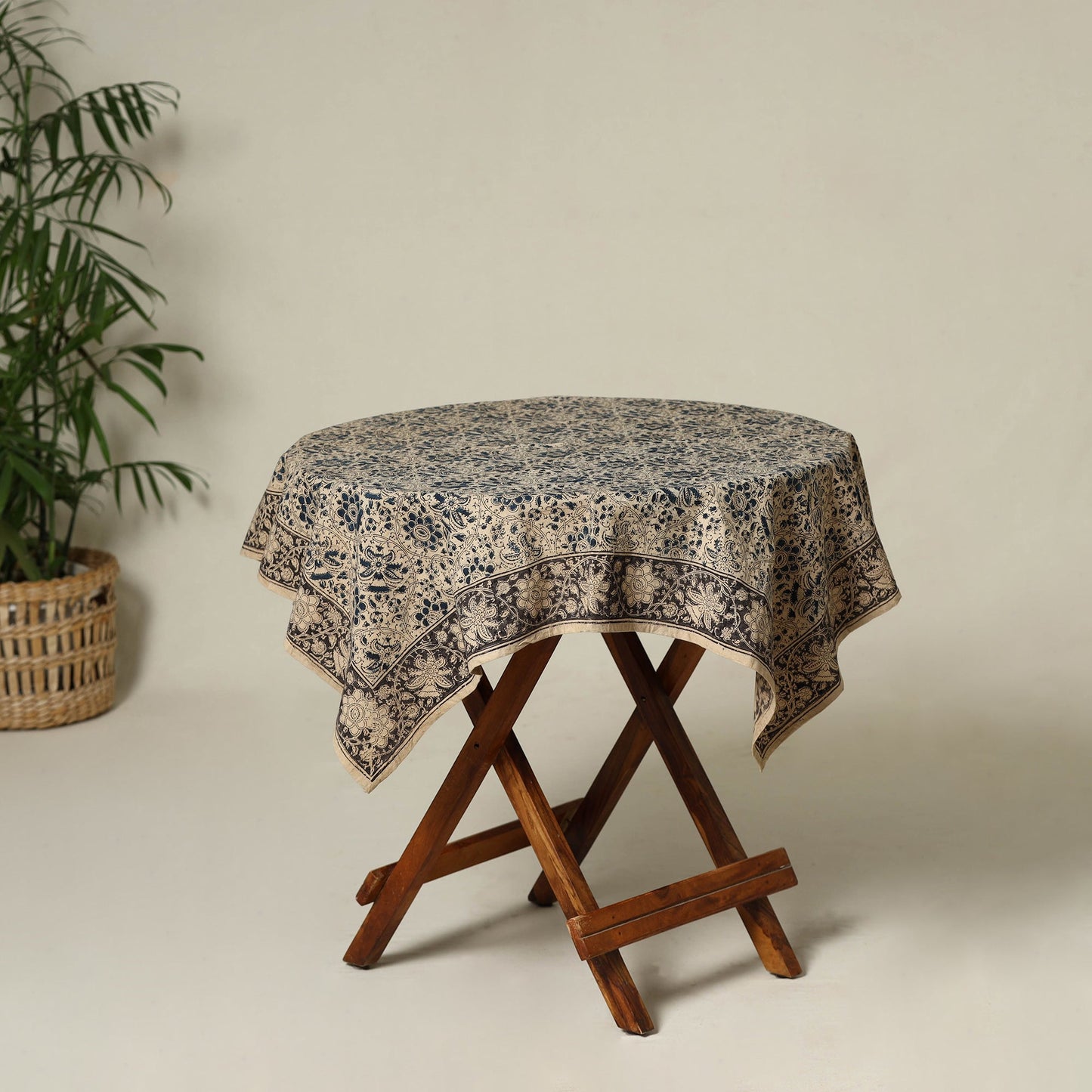 Beige - original pedana kalamkari natural dyed cotton table