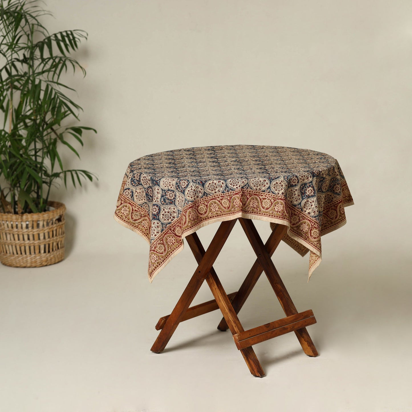 Beige - original pedana kalamkari natural dyed cotton table