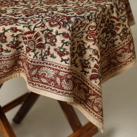 Beige - original pedana kalamkari natural dyed cotton table