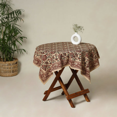 Beige - original pedana kalamkari natural dyed cotton table