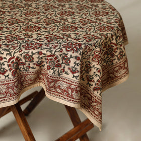 Beige - original pedana kalamkari natural dyed cotton table