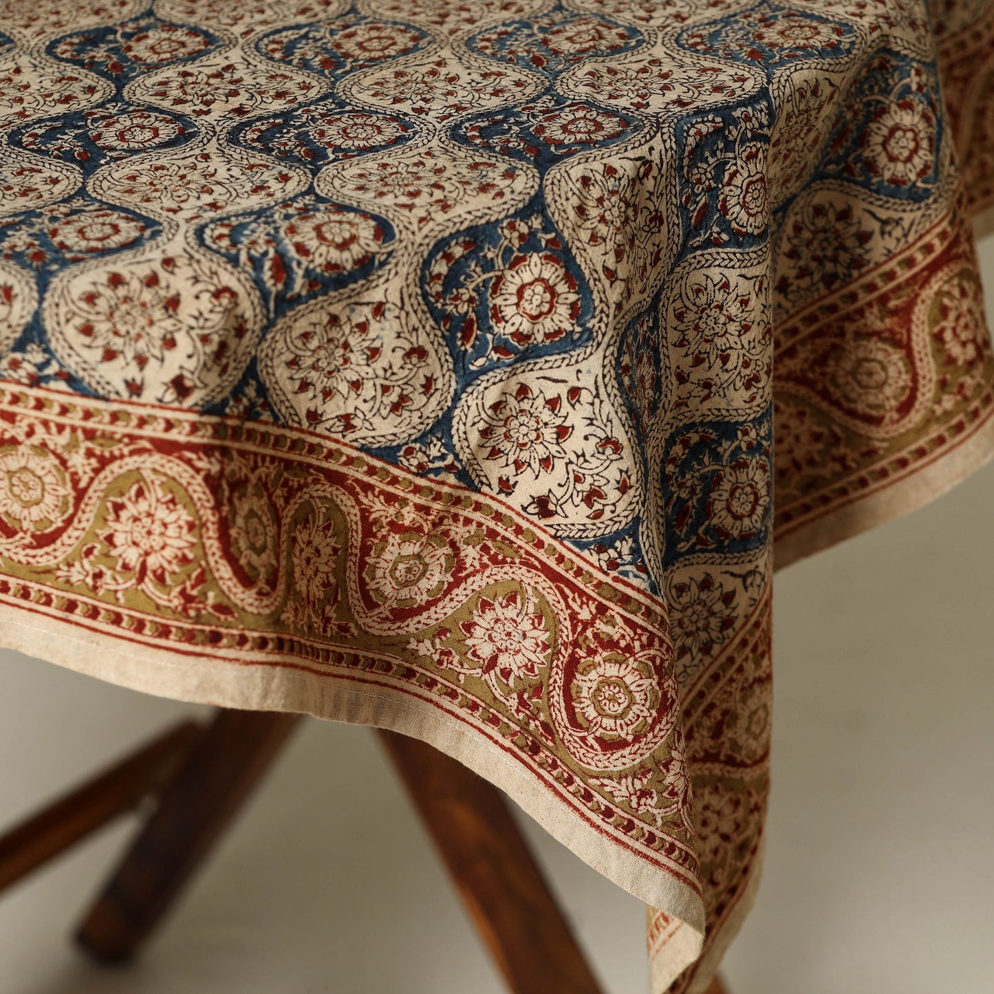Beige - original pedana kalamkari natural dyed cotton table