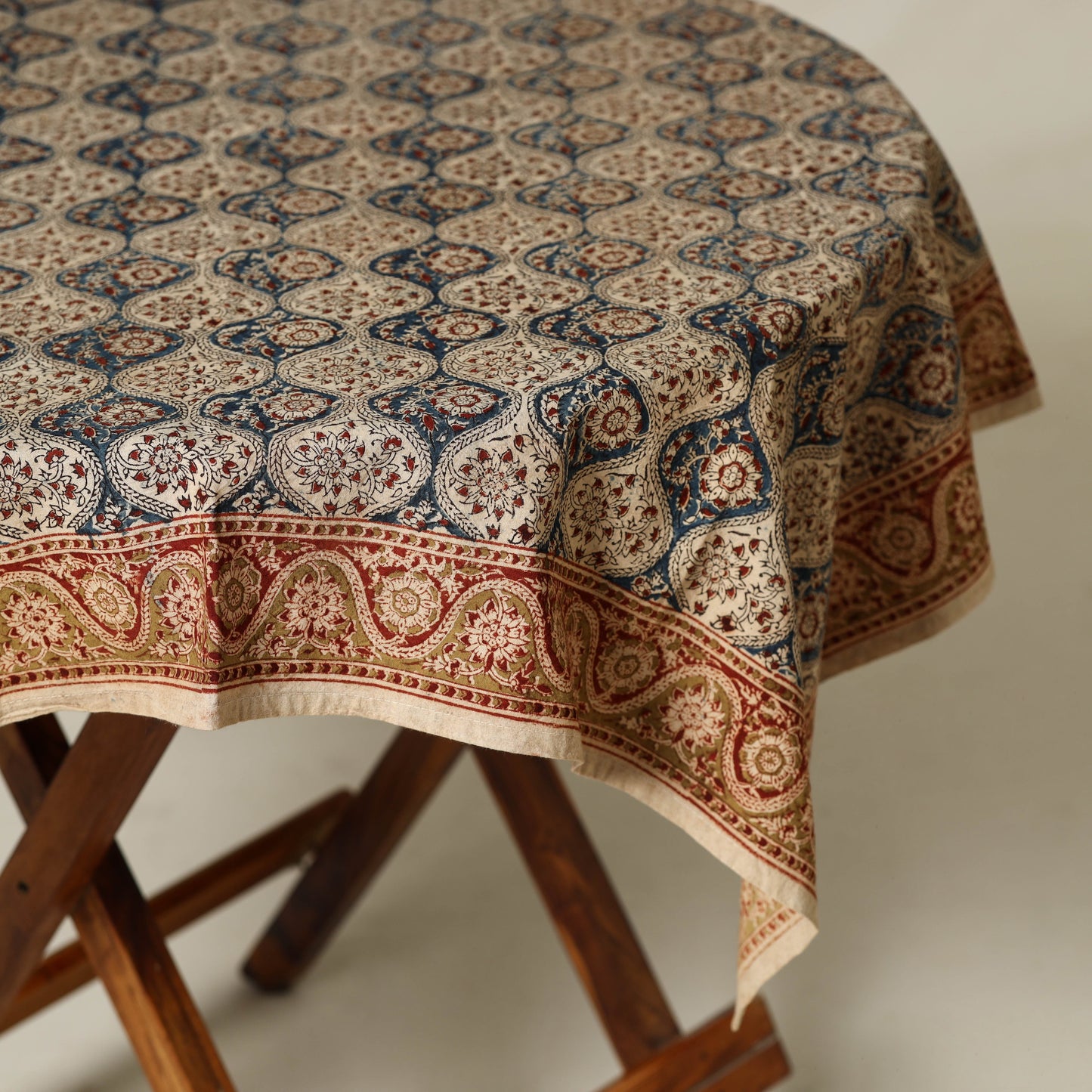 Beige - original pedana kalamkari natural dyed cotton table