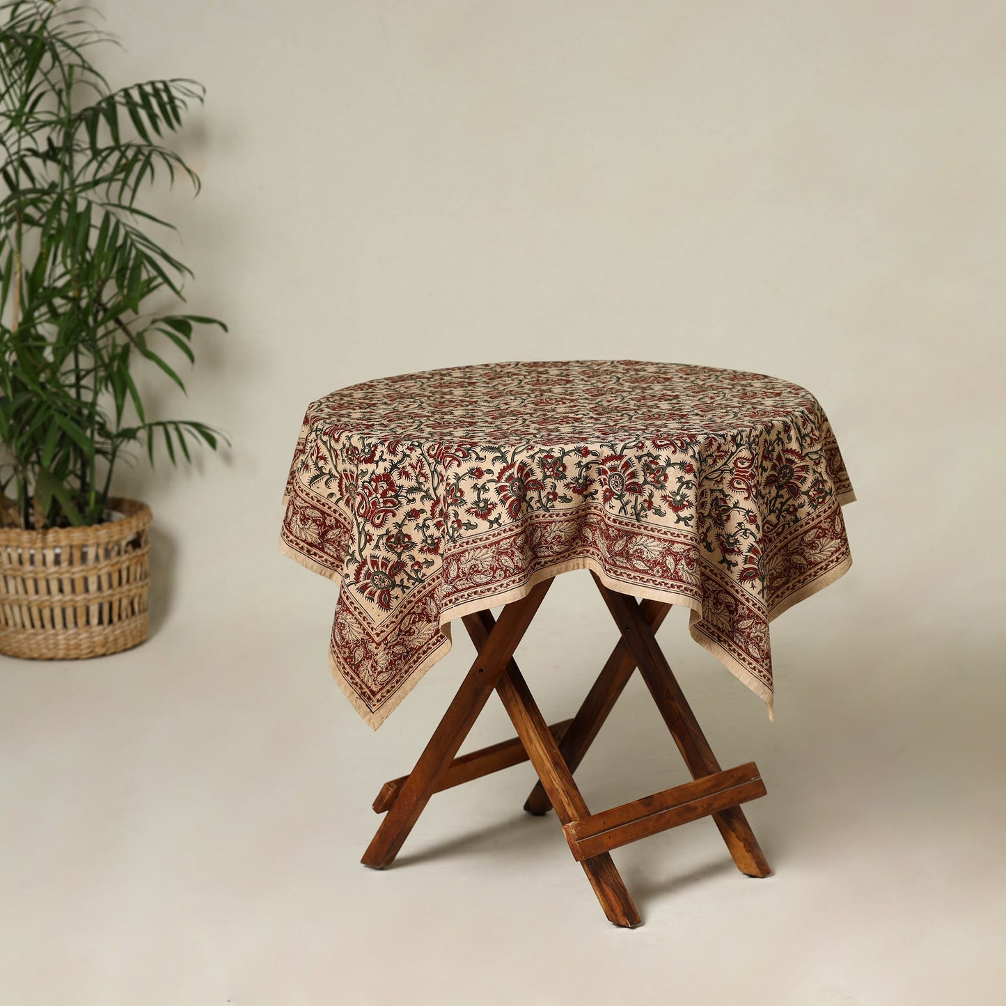 Beige - original pedana kalamkari natural dyed cotton table