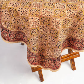 Buy Beige Pedana Kalamkari Block Print Cotton Table Cover
