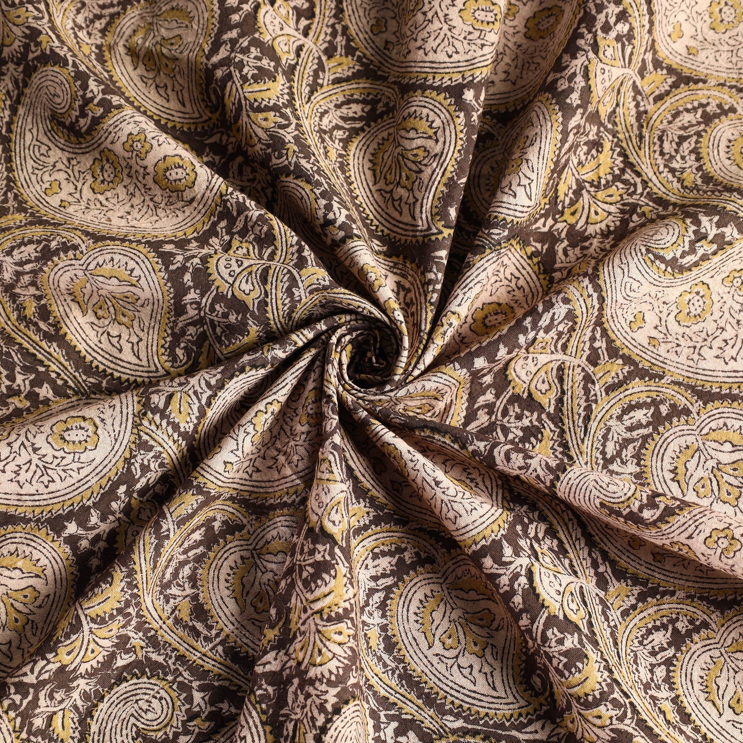 Beige Pedana Kalamkari Block Print Cotton Table Cover