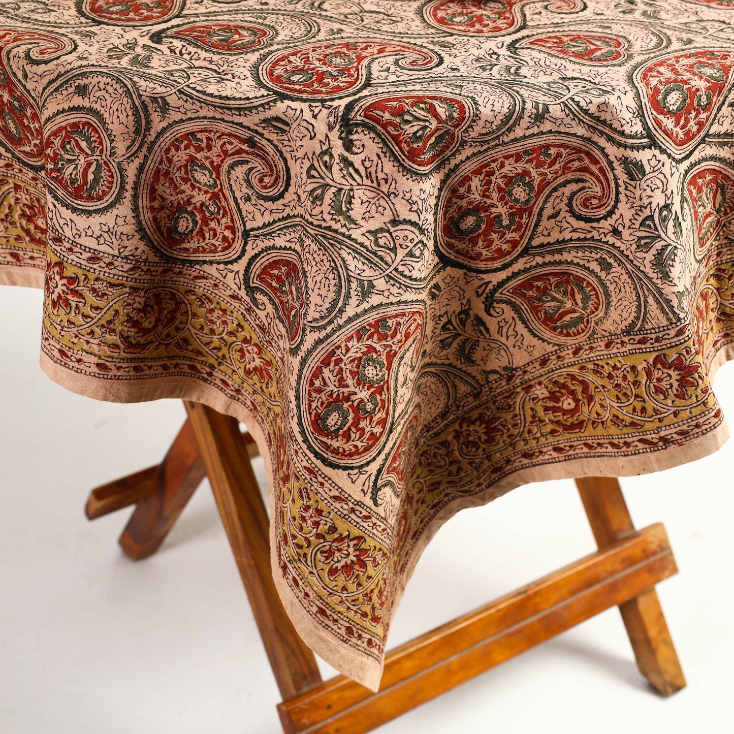 Buy Beige Original Pedana Kalamkari Block Printed Cotton Table Cover