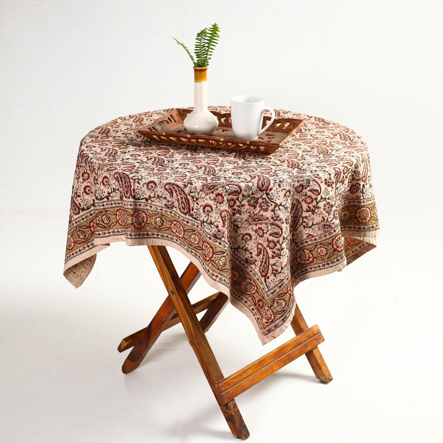 Buy Original Pedana Kalamkari Block Printed Cotton Table Cover Online at iTokri.com
