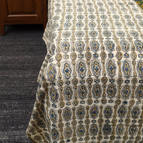 Beige - Patchwork Block Print Ajrakh Cotton Double Bed Sheet Set 04
