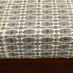 Beige - Patchwork Block Print Ajrakh Cotton Double Bed Sheet Set 04