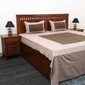 Buy Beige Patchwork Cotton Double Jacquard Bed Sheet Set