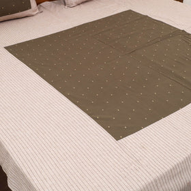 Buy Beige Patchwork Cotton Double Jacquard Bed Sheet Set