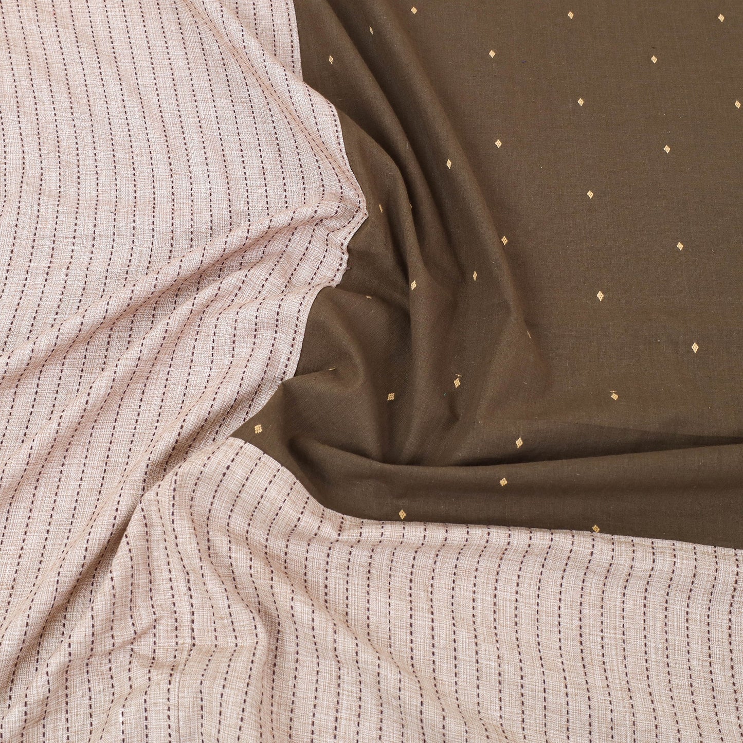 Buy Beige Patchwork Cotton Double Jacquard Bed Sheet Set