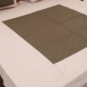 Buy Beige Patchwork Cotton Double Jacquard Bed Sheet Set