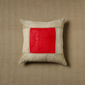 Beige - Patchwork Cotton Kanchipuram Cushion Cover (16 x 16 in) 05