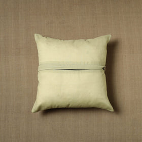 Beige - Patchwork Cotton Kanchipuram Cushion Cover (16 x 16 in) 05
