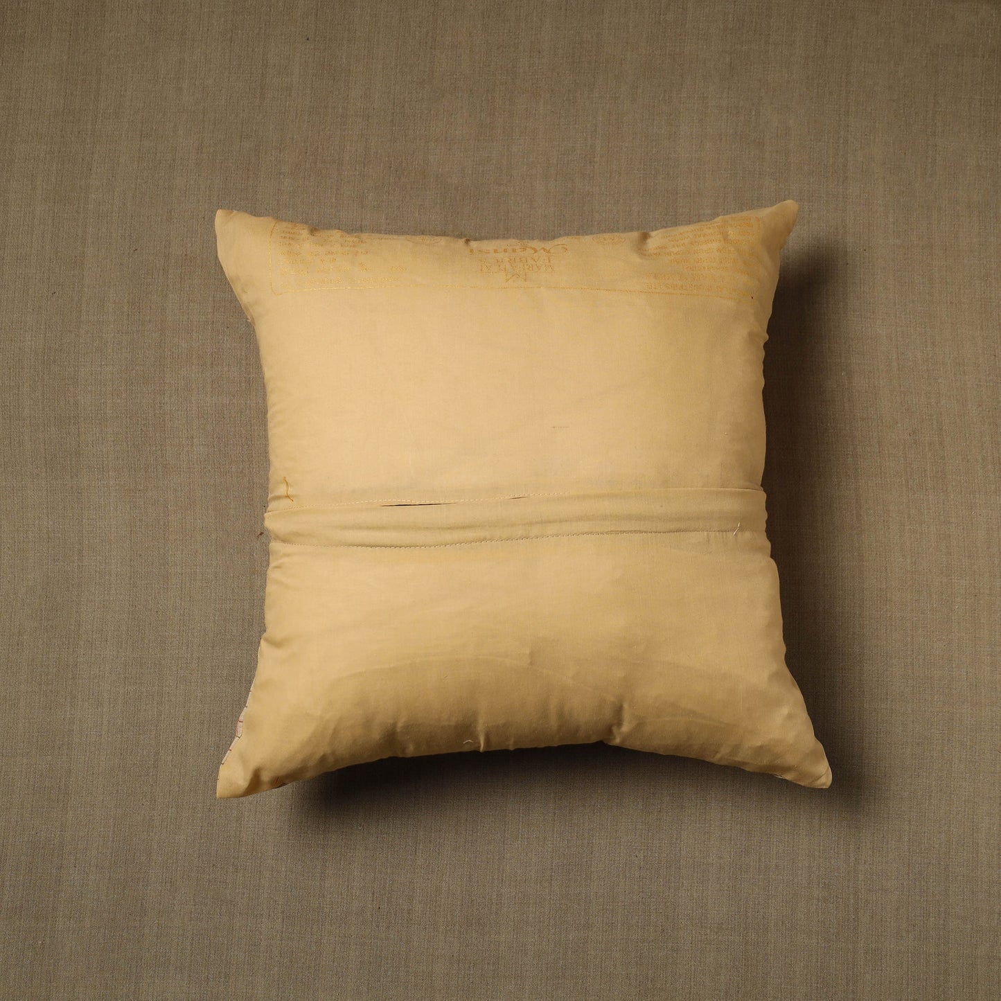Beige - patchwork cotton kanchipuram cushion cover (16 x 16