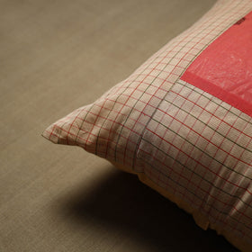 Beige - patchwork cotton kanchipuram cushion cover (16 x 16