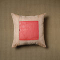 Beige - patchwork cotton kanchipuram cushion cover (16 x 16