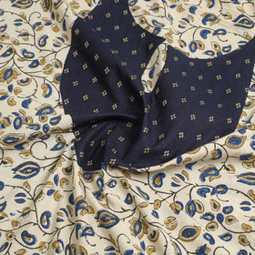 Buy Beige Ajrakh Print Patchwork Cotton Kurta Material