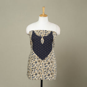 Buy Beige Ajrakh Print Patchwork Cotton Kurta Material