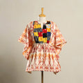  Beige Patchwork Pochampally Ikat Cotton Kaftan (Short)