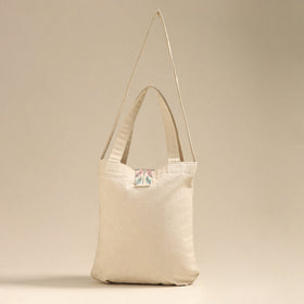 Beige Pattachitra Handpainted Shoulder Bag from Odisha