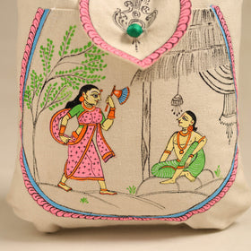 Beige - pattachitra handpainted shoulder bag from odisha 28
