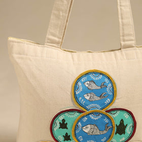 Beige - pattachitra handpainted shoulder bag from odisha 33