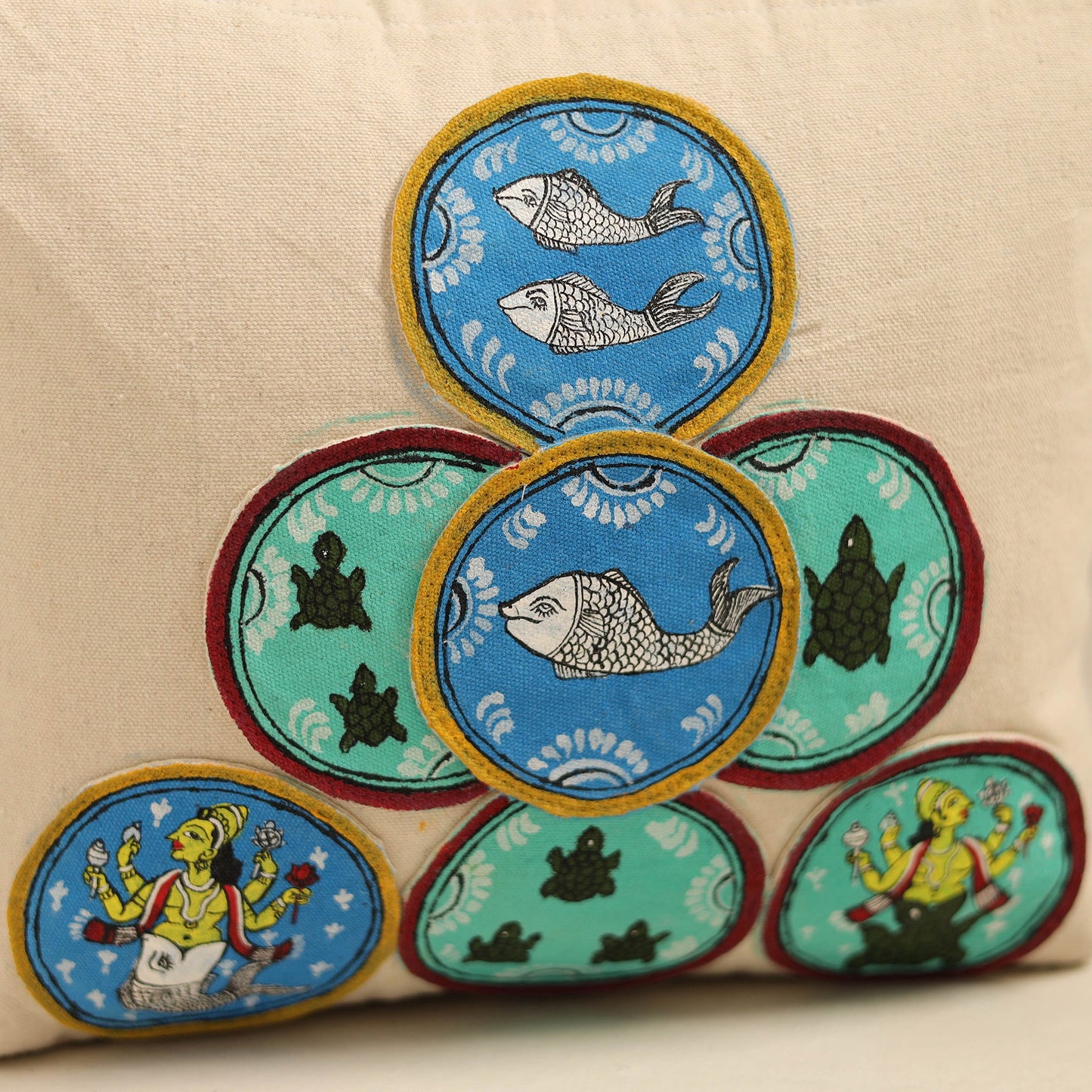 Beige - pattachitra handpainted shoulder bag from odisha 33