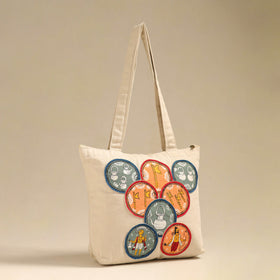 Beige - pattachitra handpainted shoulder bag from odisha 34