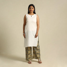  Beige Pedana Block Print Cotton Kalamkari Palazzo