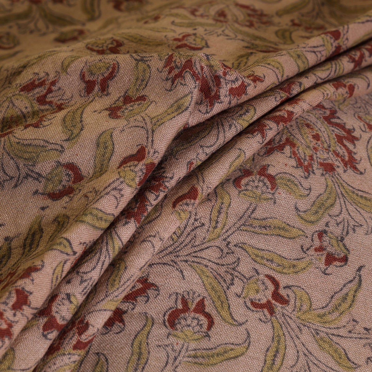 Beige - pedana handwoven wool natural dyed kalamkari fabric