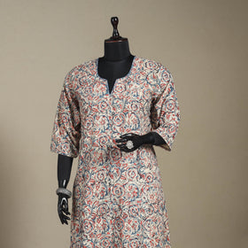 Beige - pedana natural dyed cotton a-line hand embroidery