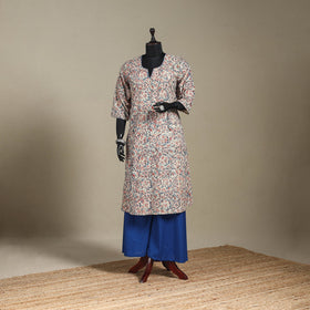 Beige - pedana natural dyed cotton a-line hand embroidery