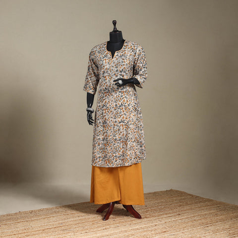 Beige - pedana natural dyed cotton a-line hand embroidery