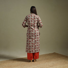 Beige - pedana natural dyed cotton straight kalamkari kurta