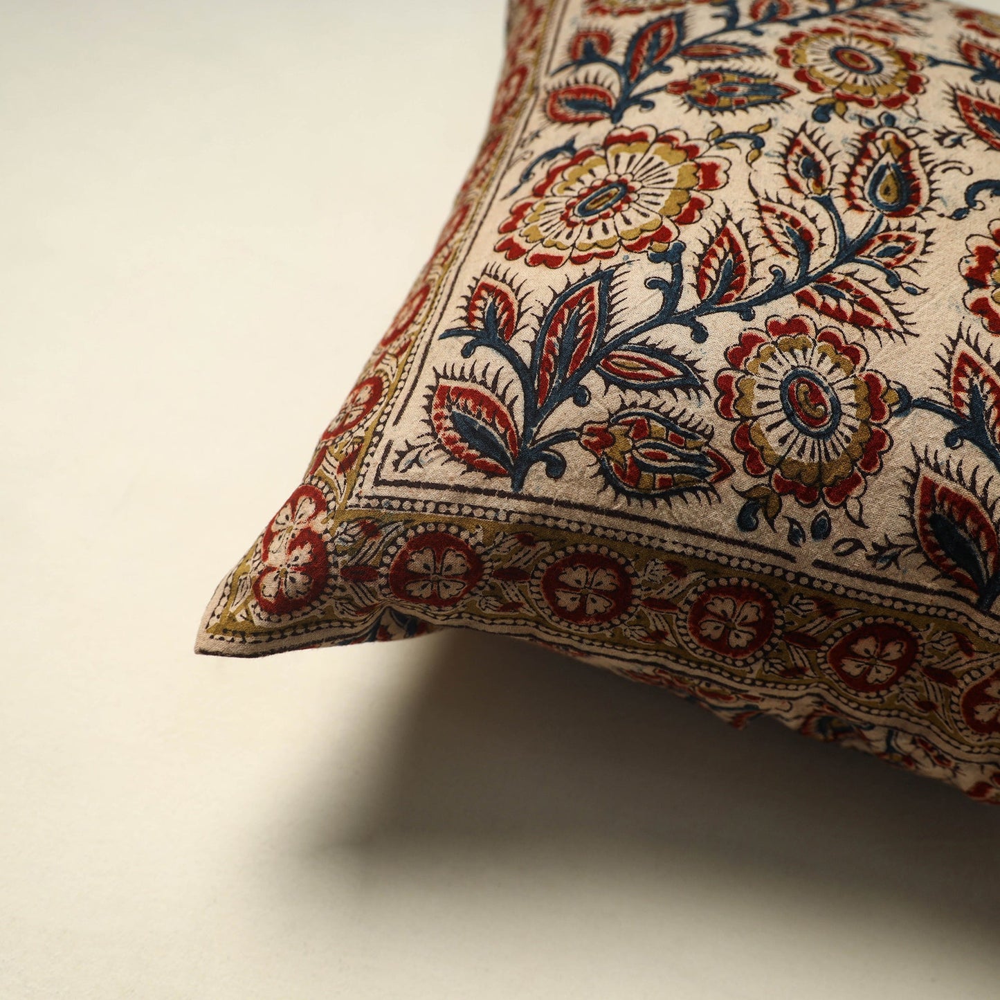 Beige - pedana cotton kalamkari cushion cover 03