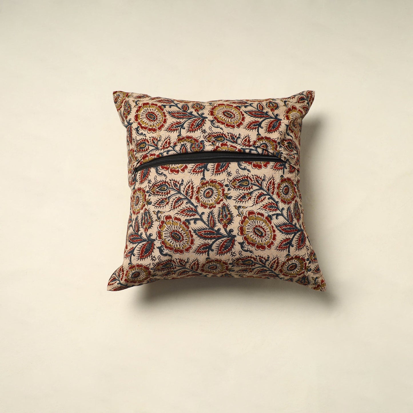 Beige - pedana cotton kalamkari cushion cover 03