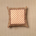 Beige - Pedana Block Print Cotton Kalamkari Cushion Cover 05
