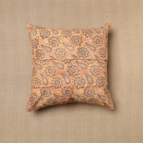 Beige - Pedana Block Print Cotton Kalamkari Cushion Cover 07