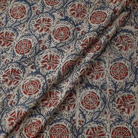  Beige Pedana Block Print Cotton Kalamkari Fabric